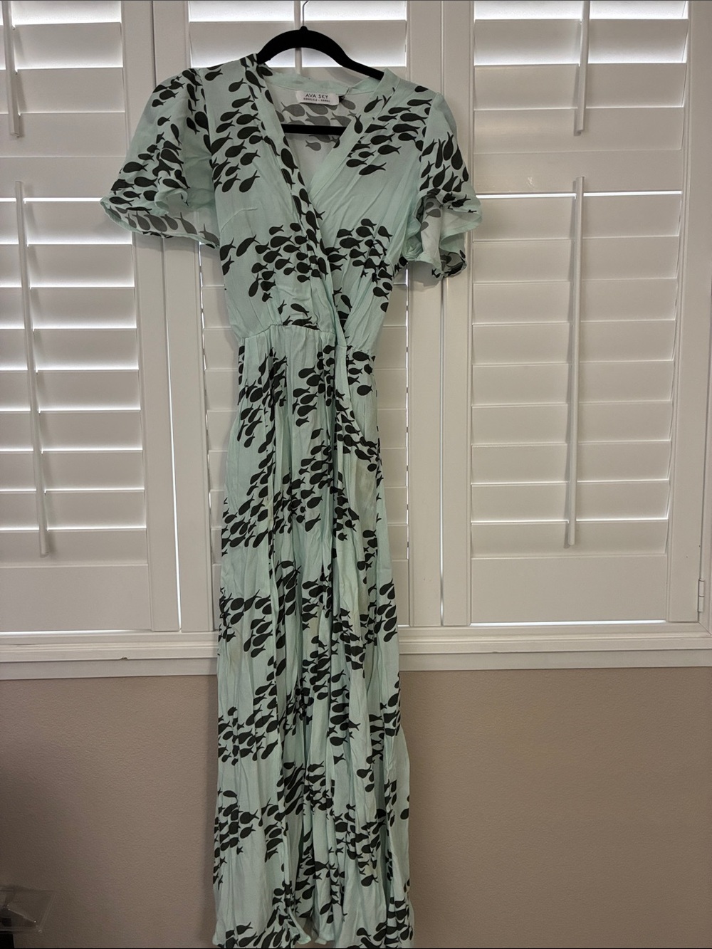 Ava Sky Boo Dress Mint Green Fish Size XS